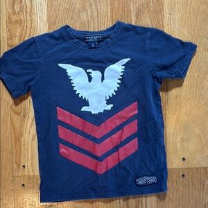 Navy Blue Kids Shirt with Red and White Eagle Design, ToobyDoo size 3
